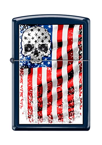 Zippo Lighter- Personalized Engrave for Skull American Flag Stripe #Z5174