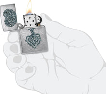 Load image into Gallery viewer, Zippo Lighter - Customize Message on Rooted in Love Brushed Chrome Pocket 46232
