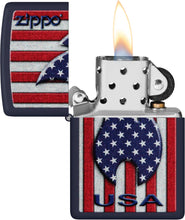 Load image into Gallery viewer, Zippo Patriotic Flame Design Navy Matte Pocket Lighter
