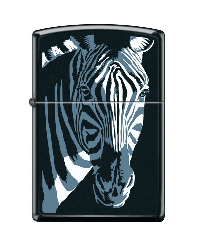 Zippo Lighter- Personalized Engrave Illusion Zebra Black Matte #Z5438