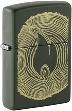 Load image into Gallery viewer, Zippo Lighter - Customized Message on Wood Rings with Flame, Green Matte 48959
