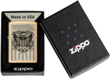 Load image into Gallery viewer, Zippo Lighter - Customize Message on American Crest Brass Brushed Pocket 46230
