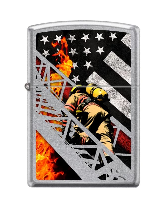 Zippo Lighter - Personalized Custom Message Engraved on Backside Fireman Street Chrome Z5377