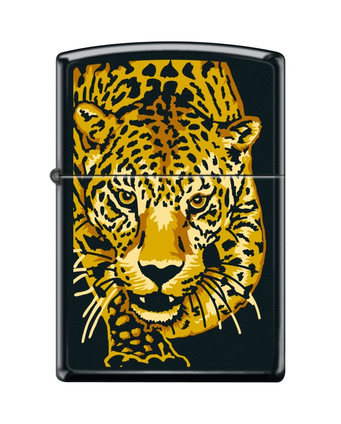 Zippo Lighter- Personalized Engrave Illusion Leopard Black Matte #Z5468