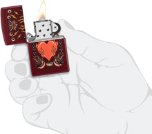 Load image into Gallery viewer, Zippo Lighter - Customized Message on Tattoo Heart Merlot Pocket Lighter 46584
