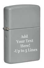 Load image into Gallery viewer, Zippo Lighter - Personalized Message Engraved on Backside Colored Windproof Lighter Flat Grey 49452

