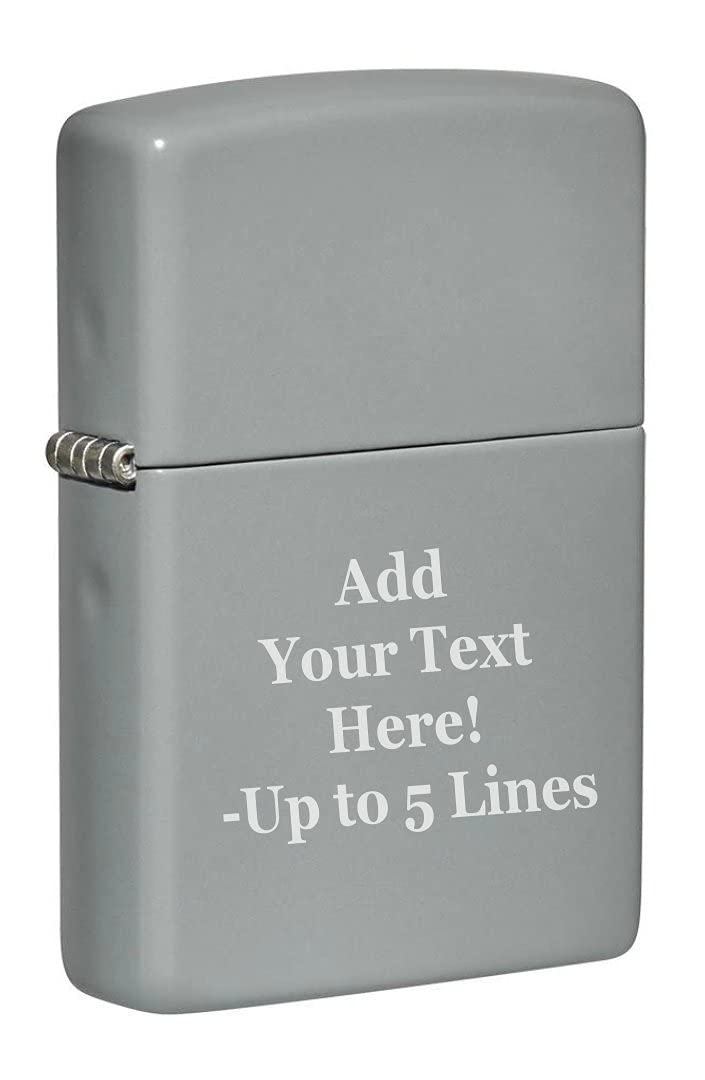 Zippo Lighter - Personalized Message Engraved on Backside Colored Windproof Lighter Flat Grey 49452