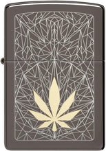 Load image into Gallery viewer, Zippo Cannabis Design Laser Two Tone Black Ice Pocket Lighter
