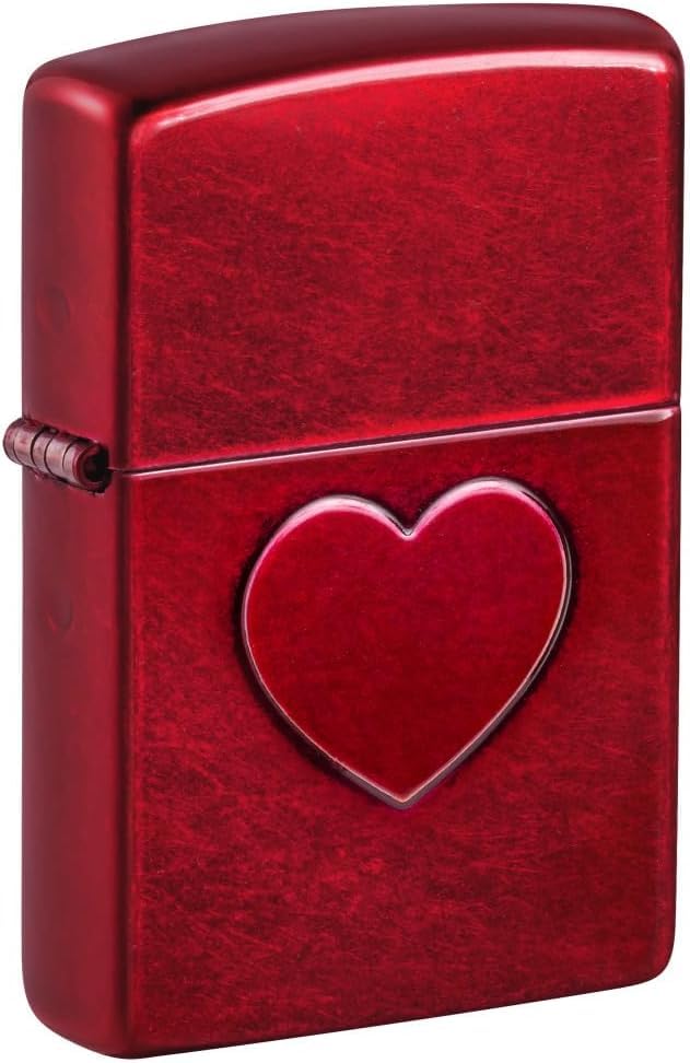 Zippo Lighter - Customized Message on Stamped Heart Candy Apple Pocket 46588