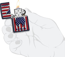 Load image into Gallery viewer, Zippo Patriotic Flame Design Navy Matte Pocket Lighter
