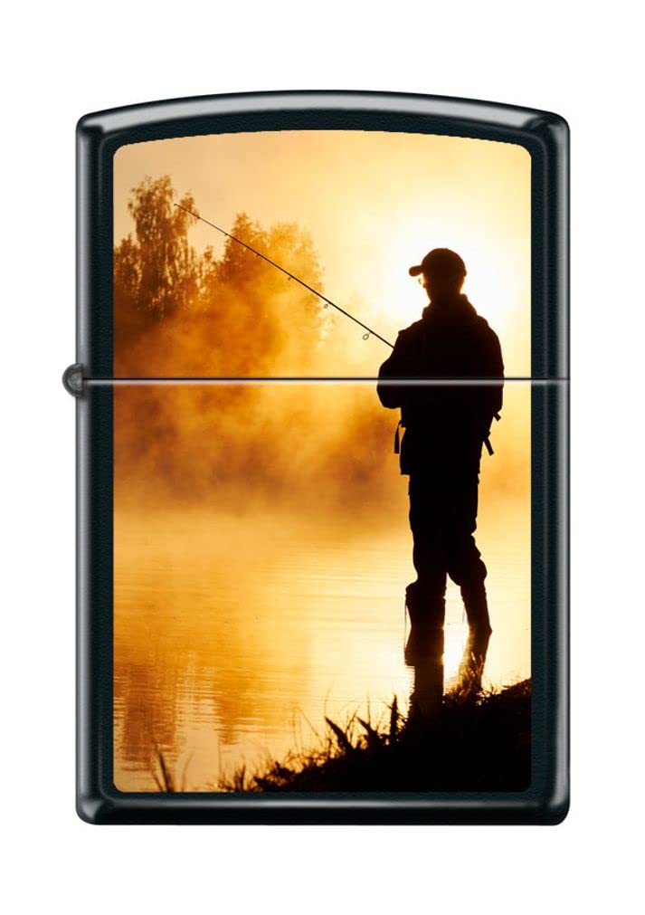 Zippo Lighter- Personalized Engrave for Foggy Fisherman Poles Sunset #Z5232