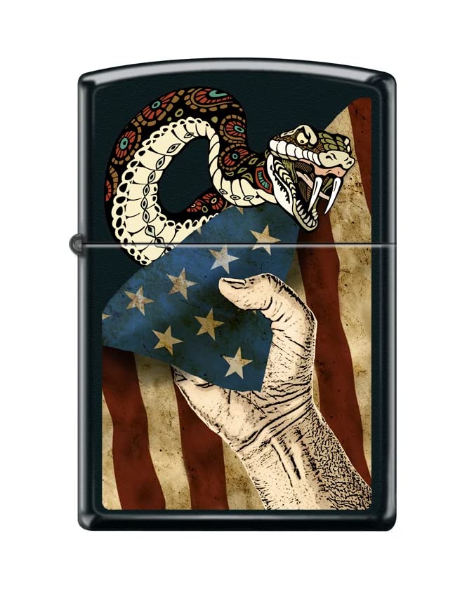 Zippo Lighter - Personalized Custom Message Engraved on Back for Don't Tread On Me with Snake Lighter American Grunge Flag Z5452