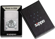 Load image into Gallery viewer, Zippo Card Skull Emblem Brushed Chrome Pocket Lighter, One Size
