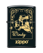 Load image into Gallery viewer, Zippo Lighter - Personalized Customize Message Engrave on Backside for Zippo Brand Design Logo Lighter (Windy Girl Vintage Z5436)
