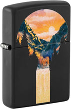 Load image into Gallery viewer, Zippo - Customized Message on Mountain Scene, Black Light - Black Matte 48676
