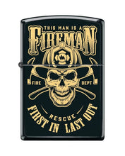 Load image into Gallery viewer, Zippo Lighter-Fireman Skull Design Black Matte Windproof Lighter #Z5434
