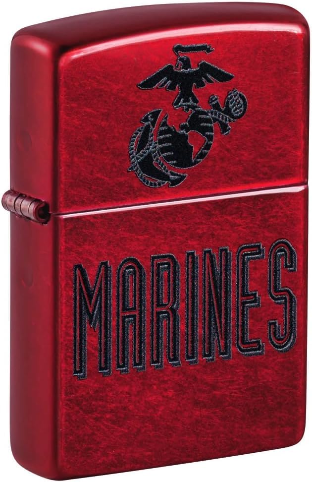 Zippo Lighter - Customize Message on U.S. Marine Corps Candy Apple Pocket 46418