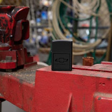 Load image into Gallery viewer, Zippo Lighter - Custom Engraved with Your Message for Chevrolet Bowtie Design Black Matte Pocket Lighter 46228
