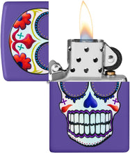 Load image into Gallery viewer, Zippo Suger Skull Design Purple Matte Pocket Lighter
