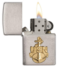 Load image into Gallery viewer, Zippo Lighter- Personalized Message Engrave for Navy Brushed Chrome #280ANC
