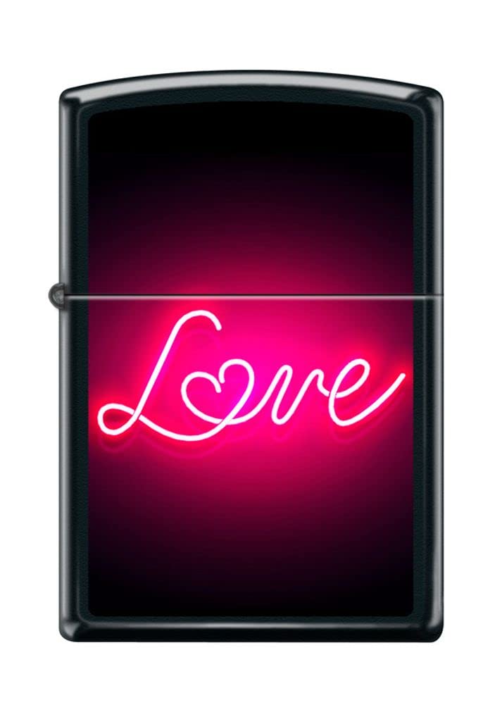 Zippo Lighter- Love Neon Glow Design Black Matte Windproof Lighter #Z5257
