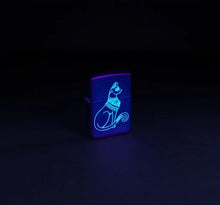 Load image into Gallery viewer, Zippo Lighter- Personalized Bow Kitten Puddy Black Light Spiritual Cat 48582
