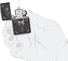 Load image into Gallery viewer, Zippo Lighter - Customize Message on Royal Skull High Polish Black Pocket 46699
