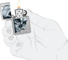 Load image into Gallery viewer, Zippo Lighter - Customize Message on Skull and Flame Street Chrome Pocket 46587
