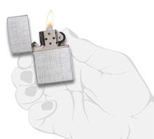 Load image into Gallery viewer, Zippo Lighter - Personalized Custom Message Engrave Chrome Windproof Lighter Brushed Chrome Linen Weave 28181
