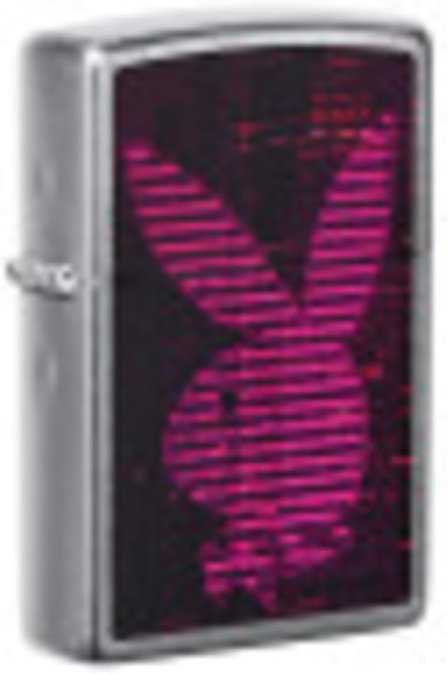Zippo Playboy Black and Pink Stripes Rabbit Head Design Pocket Lighter