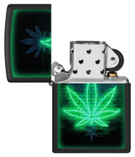 Load image into Gallery viewer, Zippo Lighter - Custom Engraved with Your Message for Gleaming Leaf Design Black Matte Pocket Lighter 46266

