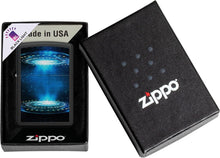 Load image into Gallery viewer, Zippo Black Light UFO Flame Design Black Matte Pocket Lighter
