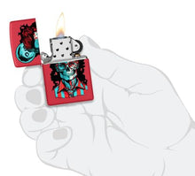 Load image into Gallery viewer, Zippo Lighter - Custom Engraved with Your Message for Dapper Skeleton Design Red Matte Pocket Lighter 46242
