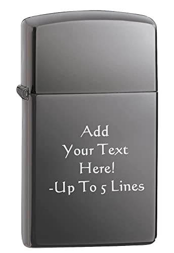 Zippo Lighter- Personalized Engrave on Slim Size Black Ice #20492