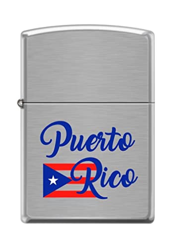Zippo Lighter- Personalized Message for Puerto Rico Flag Brushed Chrome #Z5280
