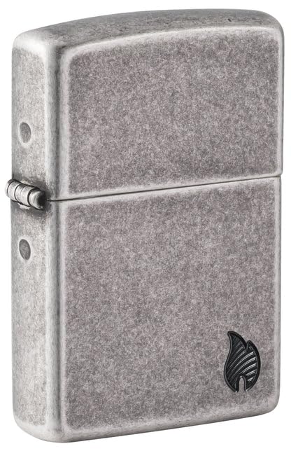Zippo Lighter - Custom Engraved with Your Message - Armor Deep Carved Flame - Antique Silver 46399