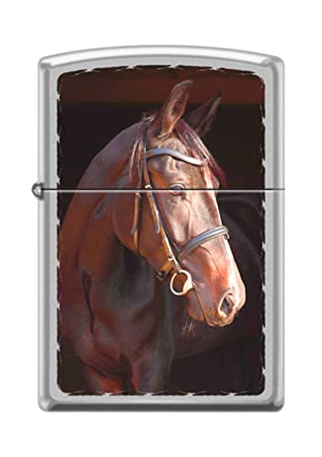 Zippo Lighter- Personalized Message Engrave for Brown Horse Satin Chrome #Z5091