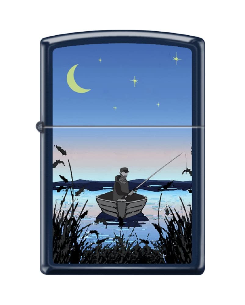 Zippo Lighter - Personalized Message Engraved Backside on Fishing Design Windproof Lighter