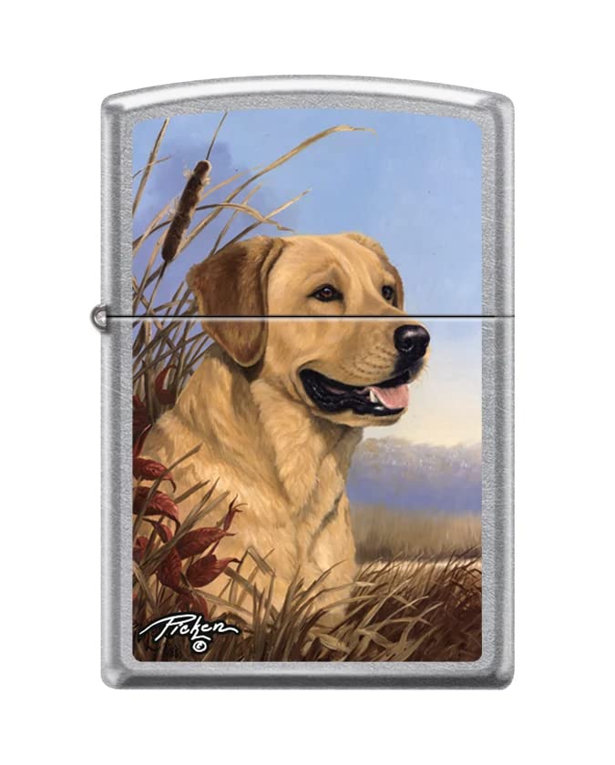 Zippo Lighter -for Linda Picken Dog Labrador Painting Street Chrome Windproof Lighter #Z5361
