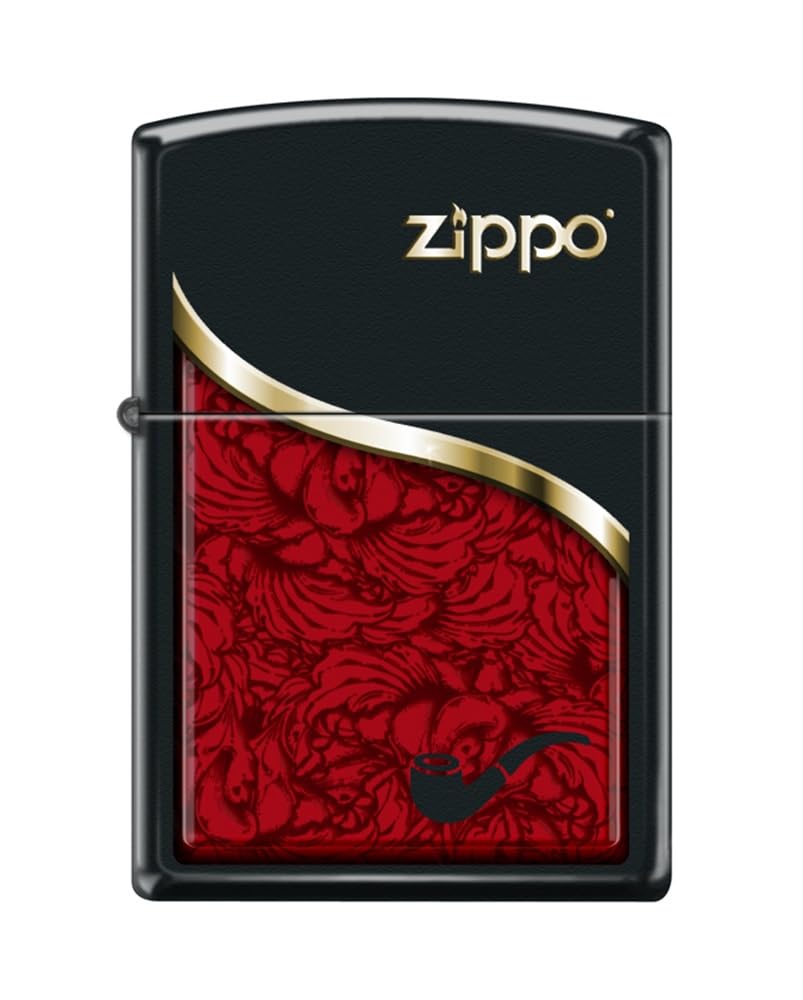 Zippo Lighter- Pipe Design Pipe Insert Windproof Lighter Red Venetian Black #Z5549