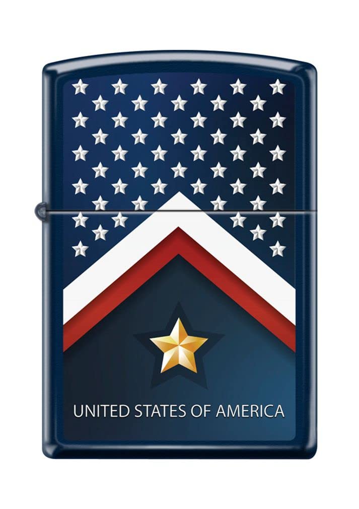 Zippo Lighter- US Flag Stars and Stripes Navy Matte Windproof Lighter #Z5245