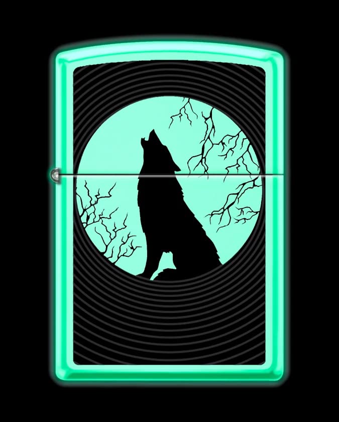 Zippo Lighter-Howling Wolf Design Glow in The Dark Matte Windproof Lighter #Z5513