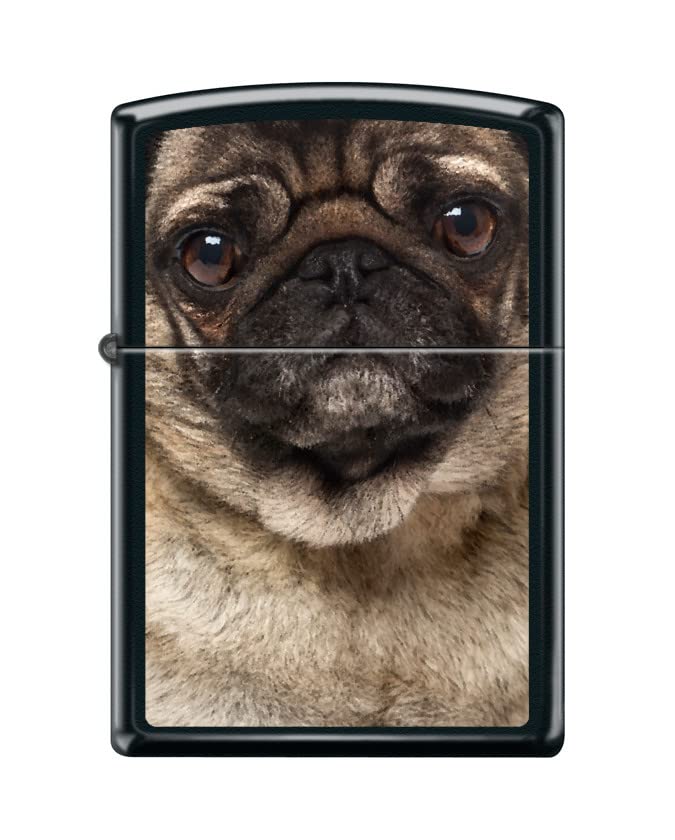 Zippo Lighter-Pug Face Black Matte Windproof Lighter #Z5486