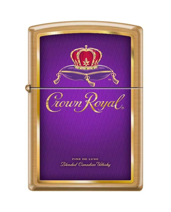 Zippo Lighter -for Crown Royal Spirits Metallic Brushed Brass Windproof Lighter #Z5350