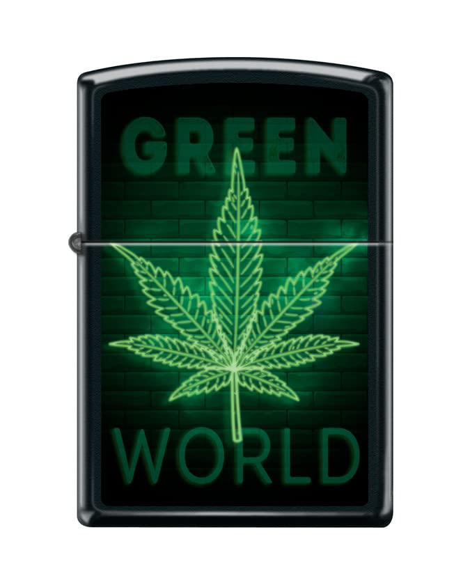 Zippo Lighter-Green World Design Black Matte Windproof Lighter #Z5493