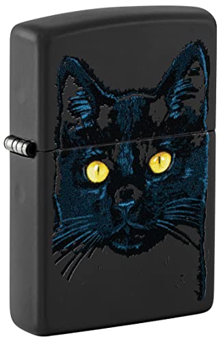 Zippo Lighter- Personalized Engrave Cat Bow Kitten Puddy Cat Yellow Eyes #48491