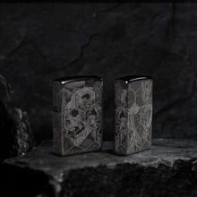 Load image into Gallery viewer, Zippo - Customized Message on Mushroom Skulls High Polish Black Pocket 46425
