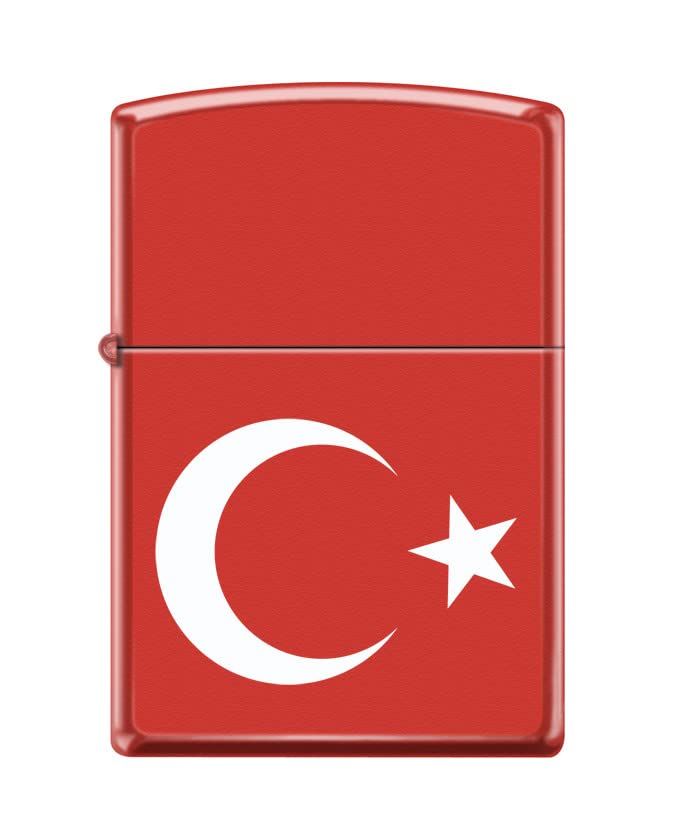 Zippo Lighter- Personalized Engrave Turkey Flag Red Matte Z5442