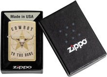 Load image into Gallery viewer, Zippo -Customized Message Cowboy to The Bone for Buck Wear - Tumbled Brass 48937
