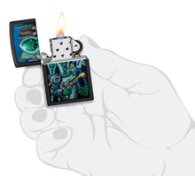Load image into Gallery viewer, Zippo Lighter - Custom Engraved with Your Message for Alien Attack Design Black Matte Pocket Lighter 46250
